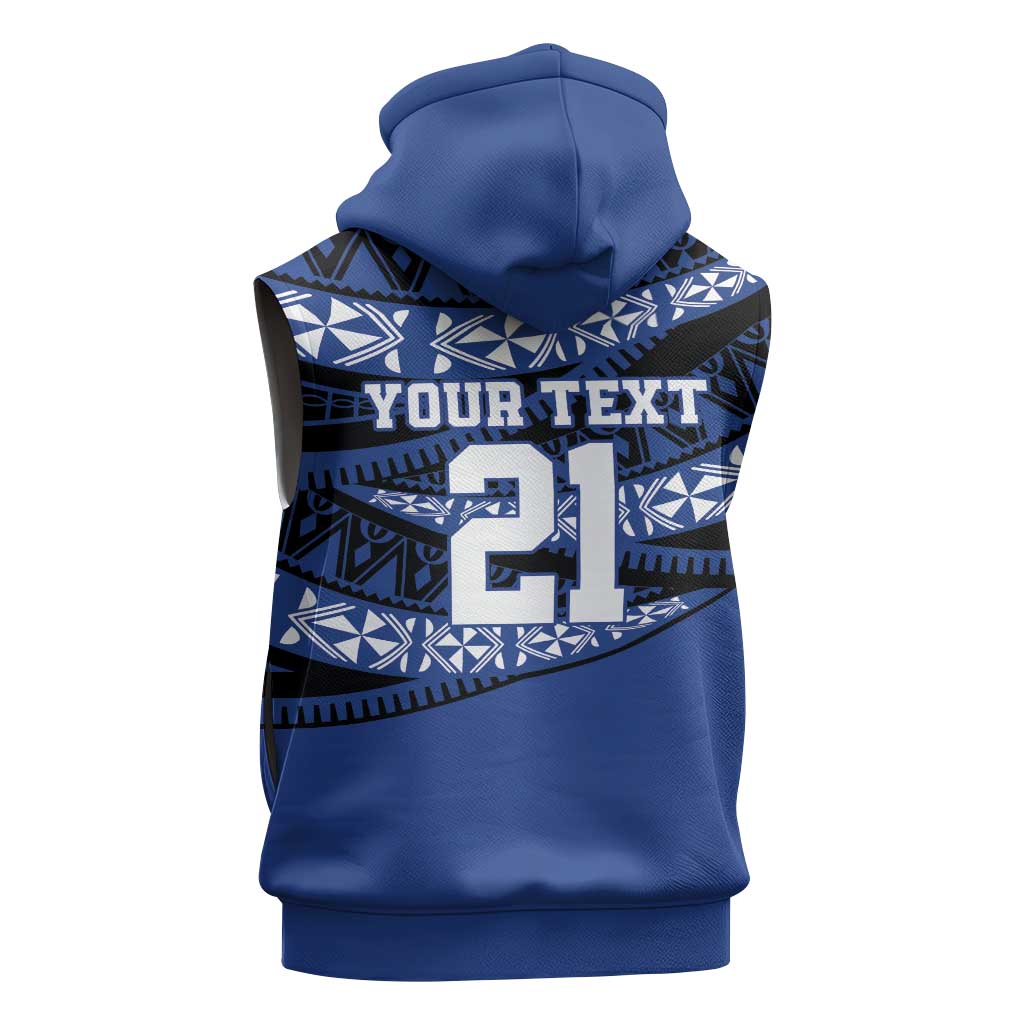 Fiji Rugby Pacific Custom Sleeveless Hoodie Pasifika Tapa Pattern - Polynesian Pride