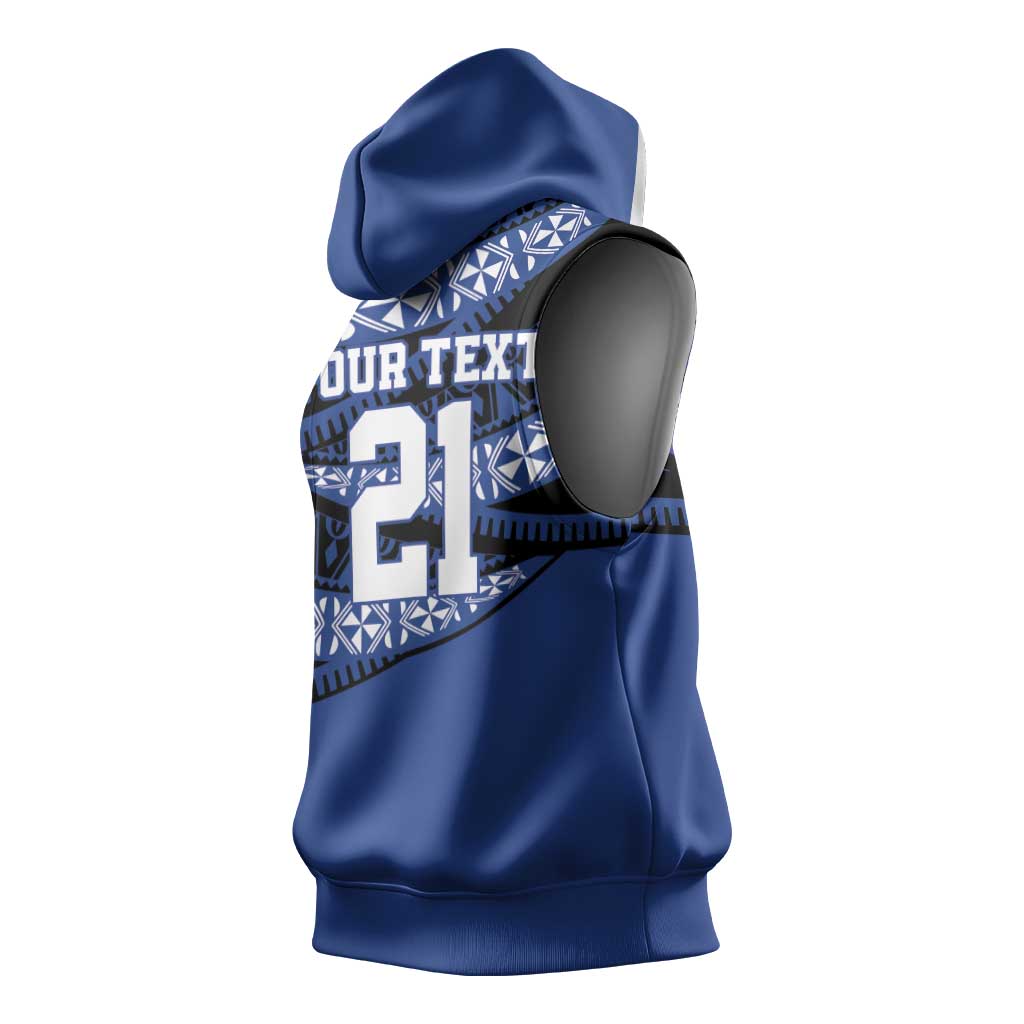 Fiji Rugby Pacific Custom Sleeveless Hoodie Pasifika Tapa Pattern - Polynesian Pride