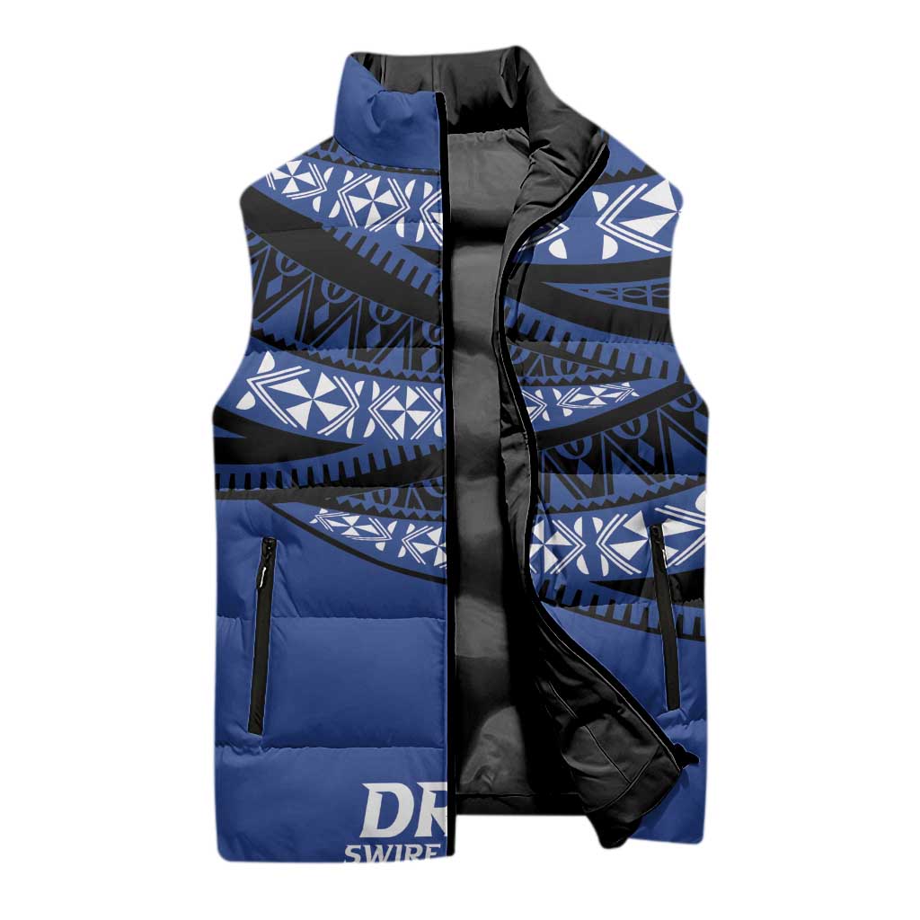 Fiji Rugby Pacific Custom Sleeveless Puffer Jacket Pasifika Tapa Pattern - Polynesian Pride