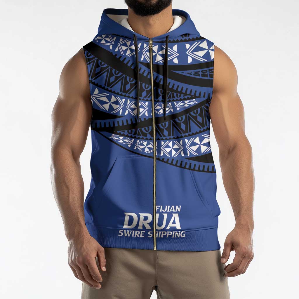 Fiji Rugby Pacific Custom Sleeveless Zip Hoodie Pasifika Tapa Pattern - Polynesian Pride