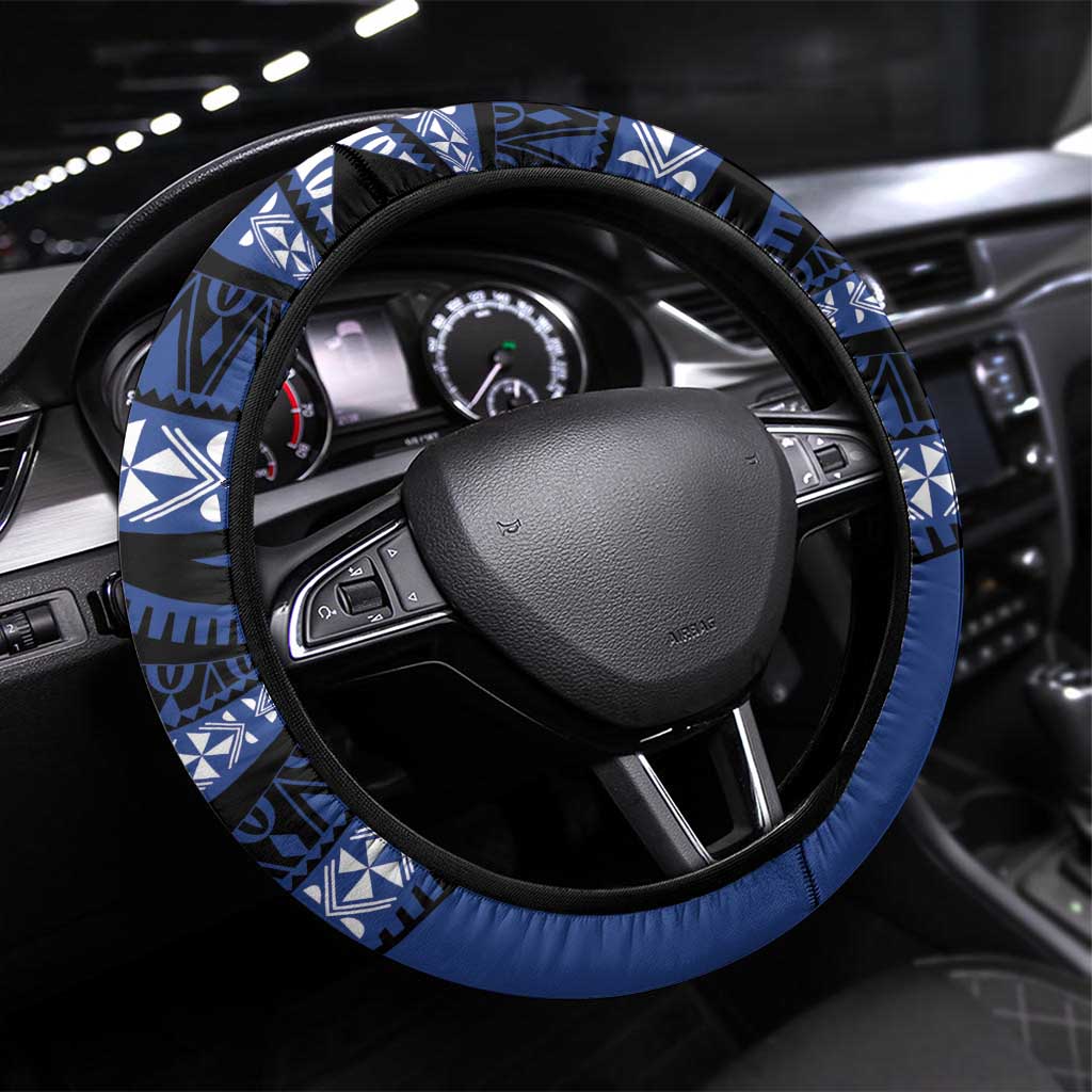 Fiji Rugby Pacific Steering Wheel Cover Pasifika Tapa Pattern