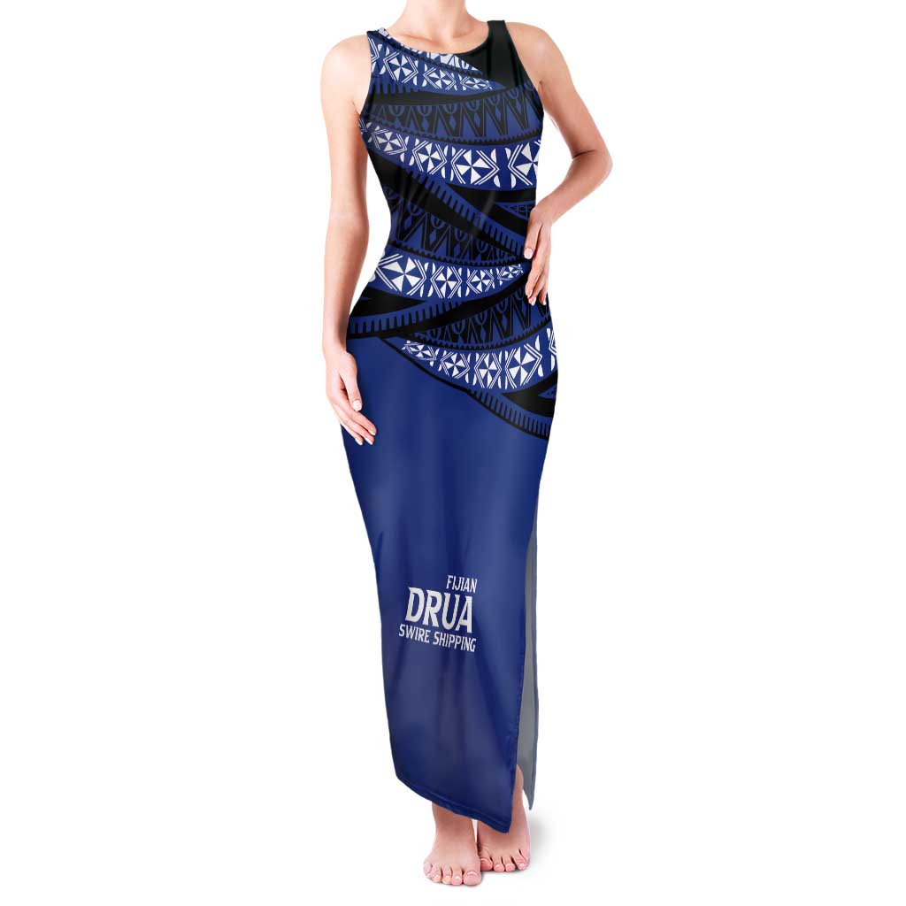 Fiji Rugby Pacific Custom Tank Maxi Dress Pasifika Tapa Pattern