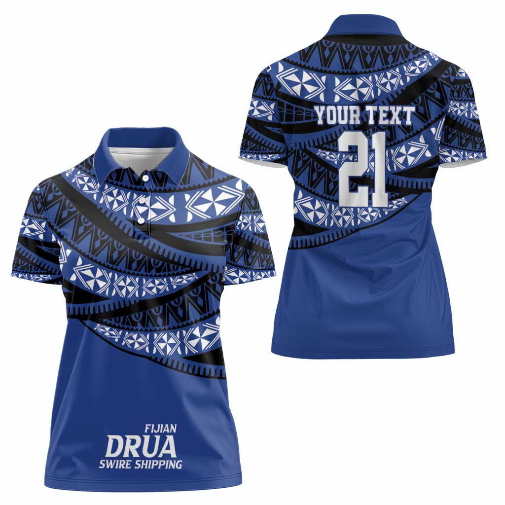 Fiji Rugby Pacific Custom Women Polo Shirt Pasifika Tapa Pattern