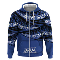 Fiji Rugby Pacific Custom Zip Hoodie Pasifika Tapa Pattern
