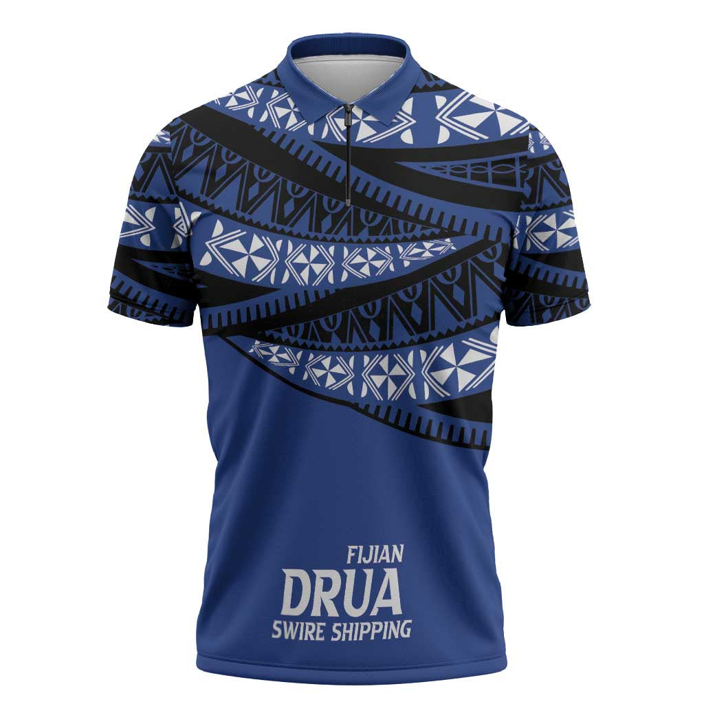 Fiji Rugby Pacific Custom Zipper Polo Shirt Pasifika Tapa Pattern - Polynesian Pride