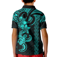 Hawaiian Tribal Kid Polo Shirt Polynesian Kakau Turtle - Aqua LT9 - Polynesian Pride