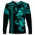 Hawaiian Tribal Long Sleeve Shirt Polynesian Kakau Turtle - Aqua LT9 Unisex Aqua - Polynesian Pride