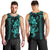 Hawaiian Tribal Men Tank Top Polynesian Kakau Turtle - Aqua LT9 - Polynesian Pride