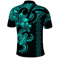 Hawaiian Tribal Polo Shirt Polynesian Kakau Turtle Aqua LT9 - Polynesian Pride