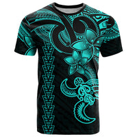Hawaiian Tribal T Shirt Polynesian Kakau Turtle Aqua LT9 Aqua - Polynesian Pride