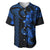 Hawaiian Tribal Baseball Jersey Polynesian Kakau Turtle - Blue LT9 Blue - Polynesian Pride