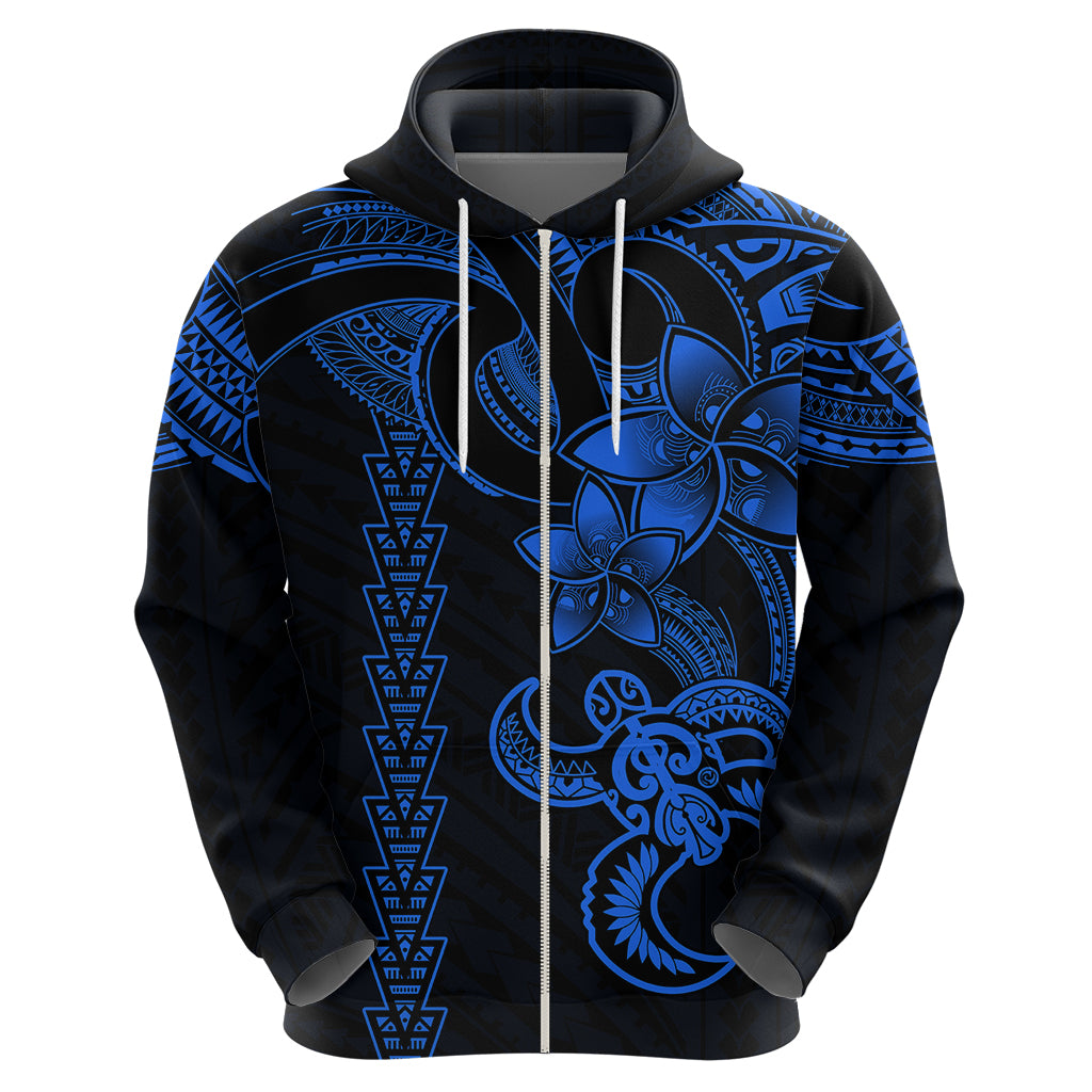 Hawaiian Tribal Hoodie Polynesian Kakau Turtle Blue LT9 - Polynesian Pride