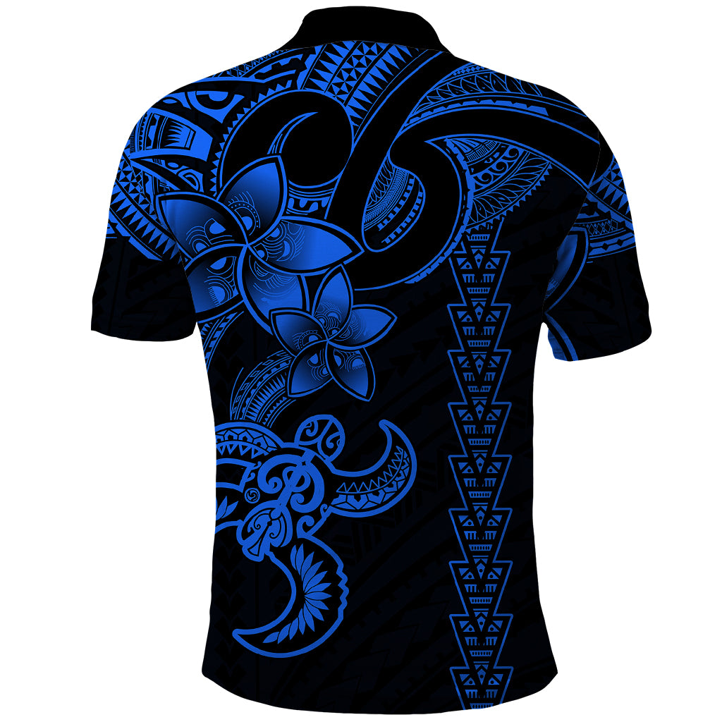 Hawaiian Tribal Polo Shirt Polynesian Kakau Turtle Blue LT9 - Polynesian Pride