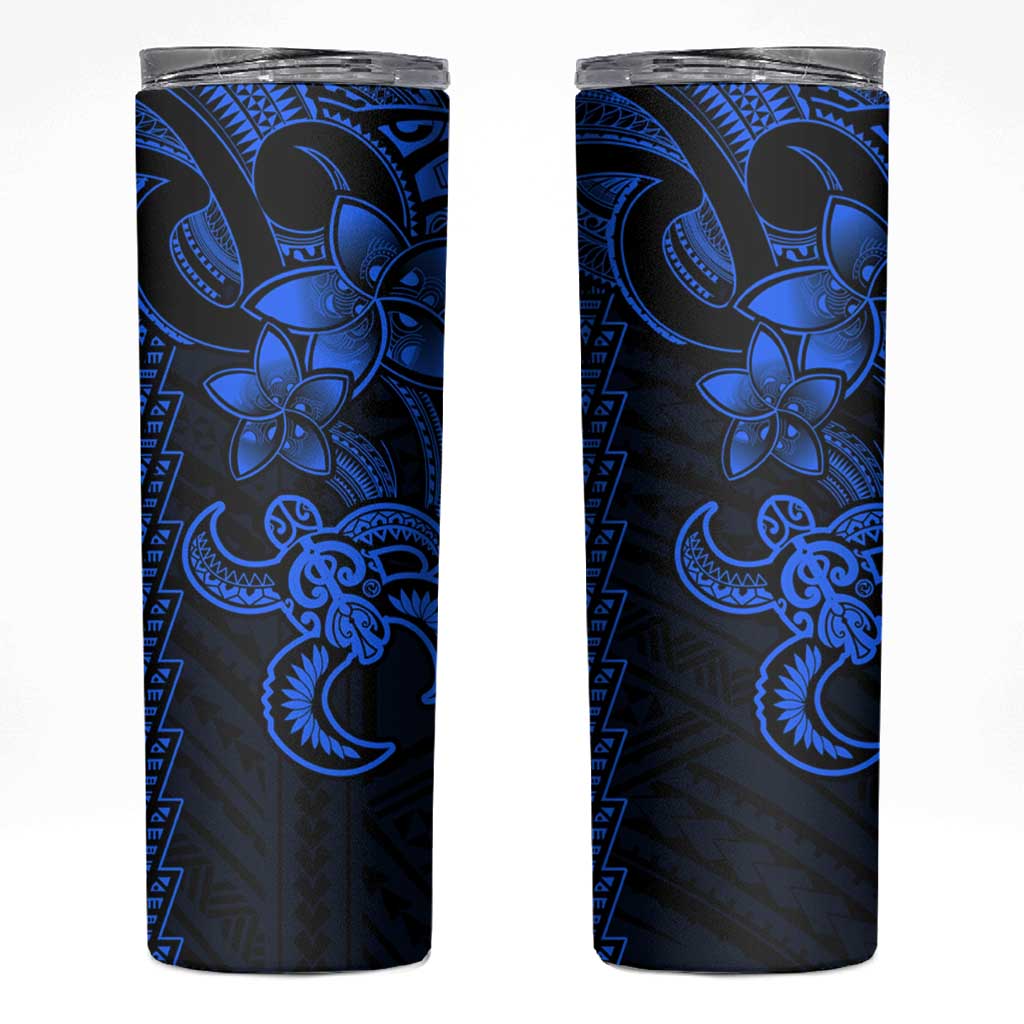 Blue Hawaiian Kakau Turtle Skinny Tumbler Polynesian Tribal