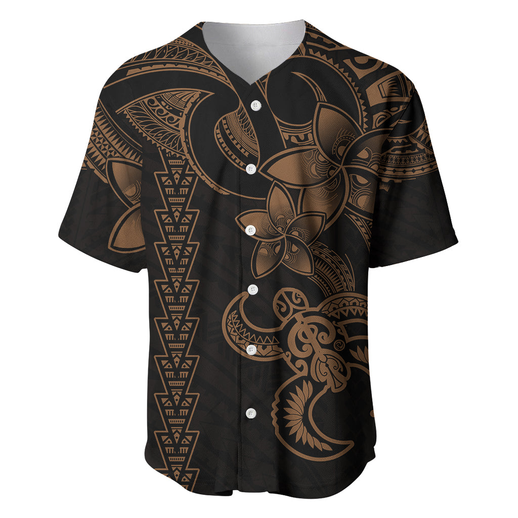 Hawaiian Tribal Baseball Jersey Polynesian Kakau Turtle - Gold LT9 Gold - Polynesian Pride