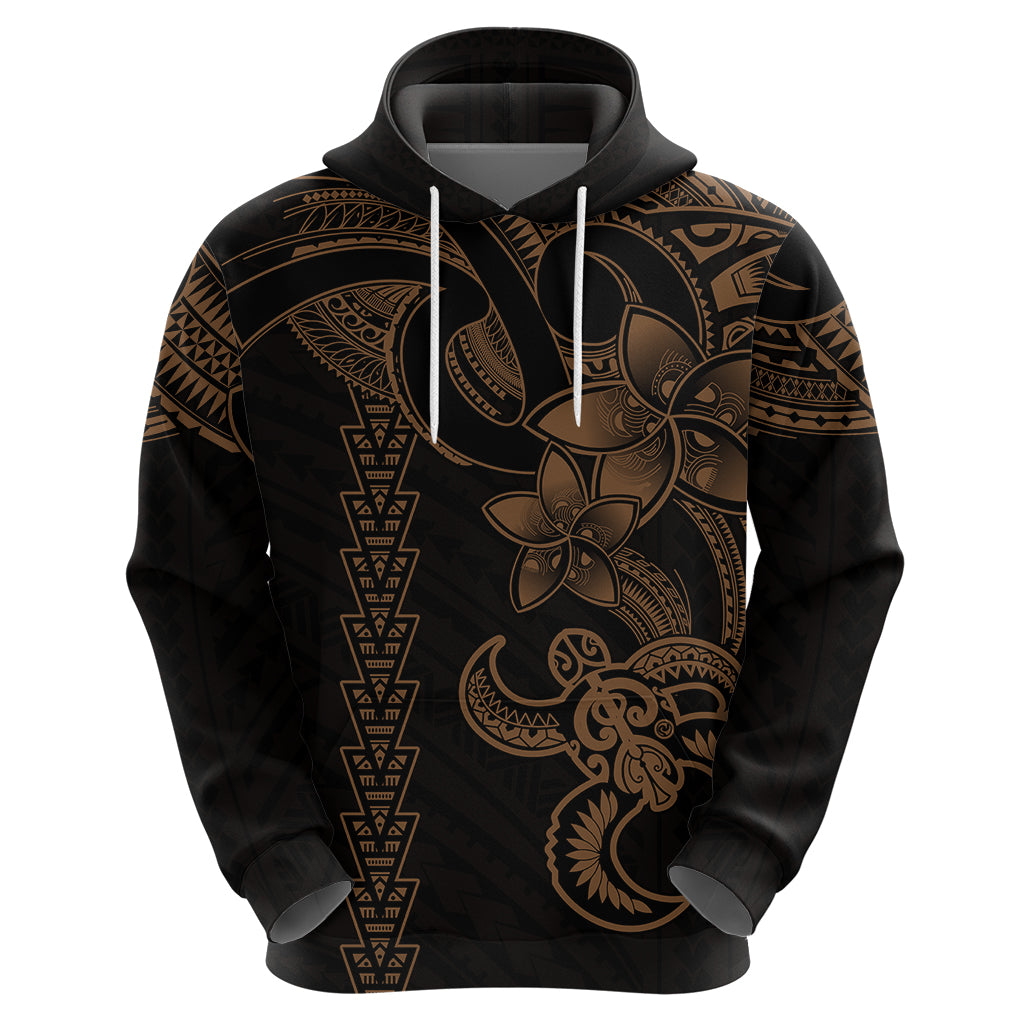 Hawaiian Tribal Hoodie Polynesian Kakau Turtle Gold LT9 - Polynesian Pride