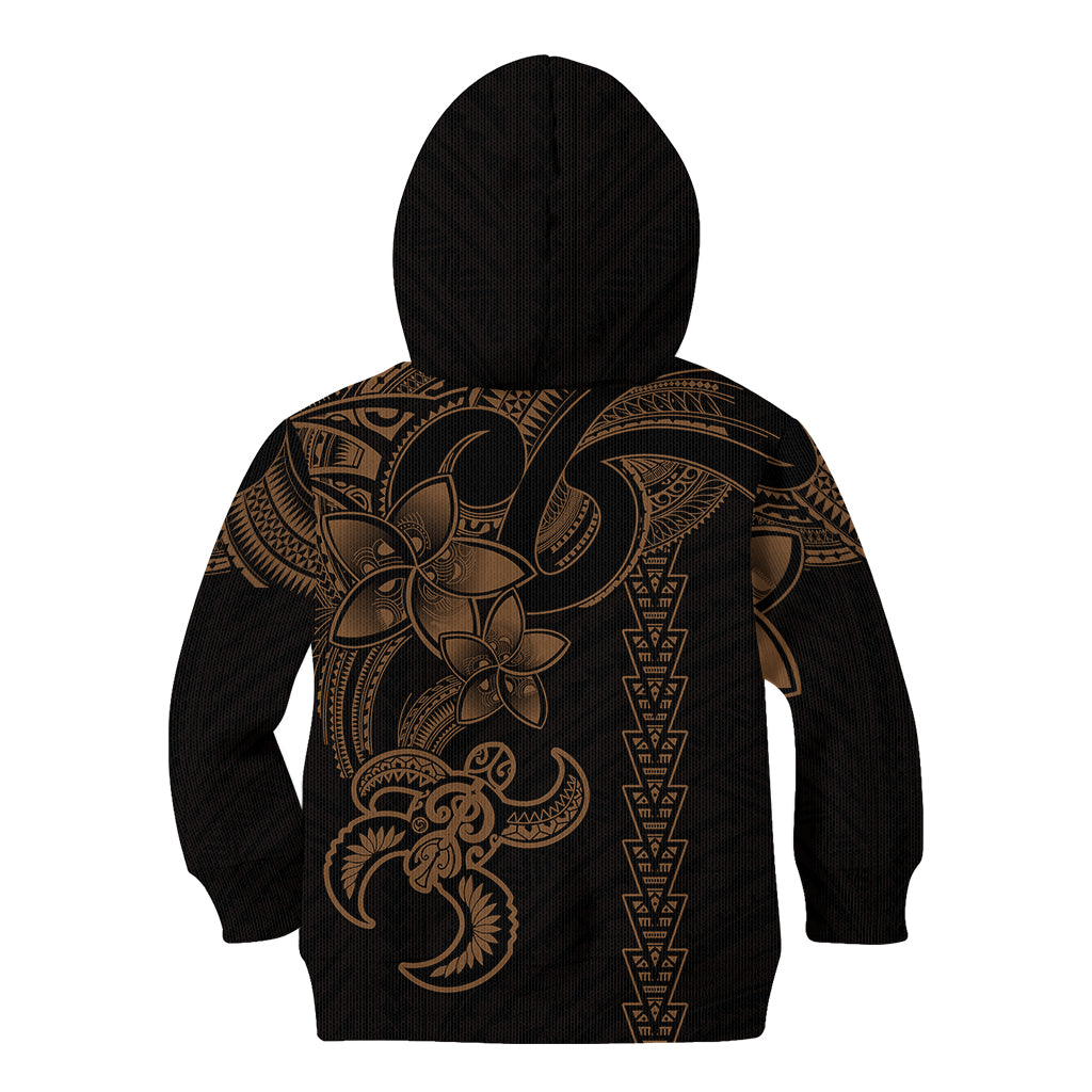 Hawaiian Tribal Kid Hoodie Polynesian Kakau Turtle - Gold LT9 - Polynesian Pride