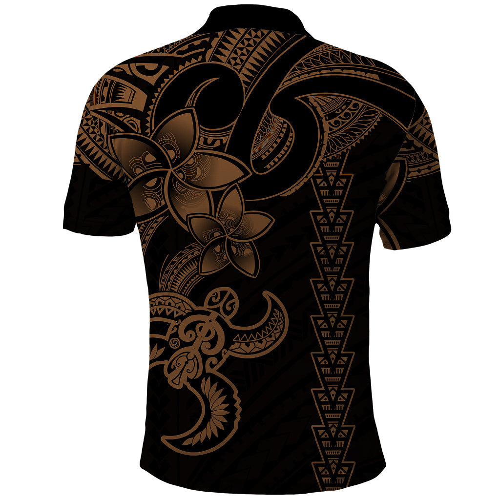 Hawaiian Tribal Polo Shirt Polynesian Kakau Turtle Gold LT9 - Polynesian Pride