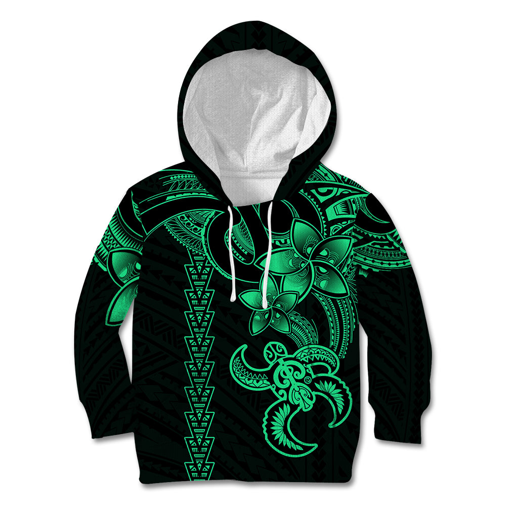 Hawaiian Tribal Kid Hoodie Polynesian Kakau Turtle - Green LT9 Green - Polynesian Pride