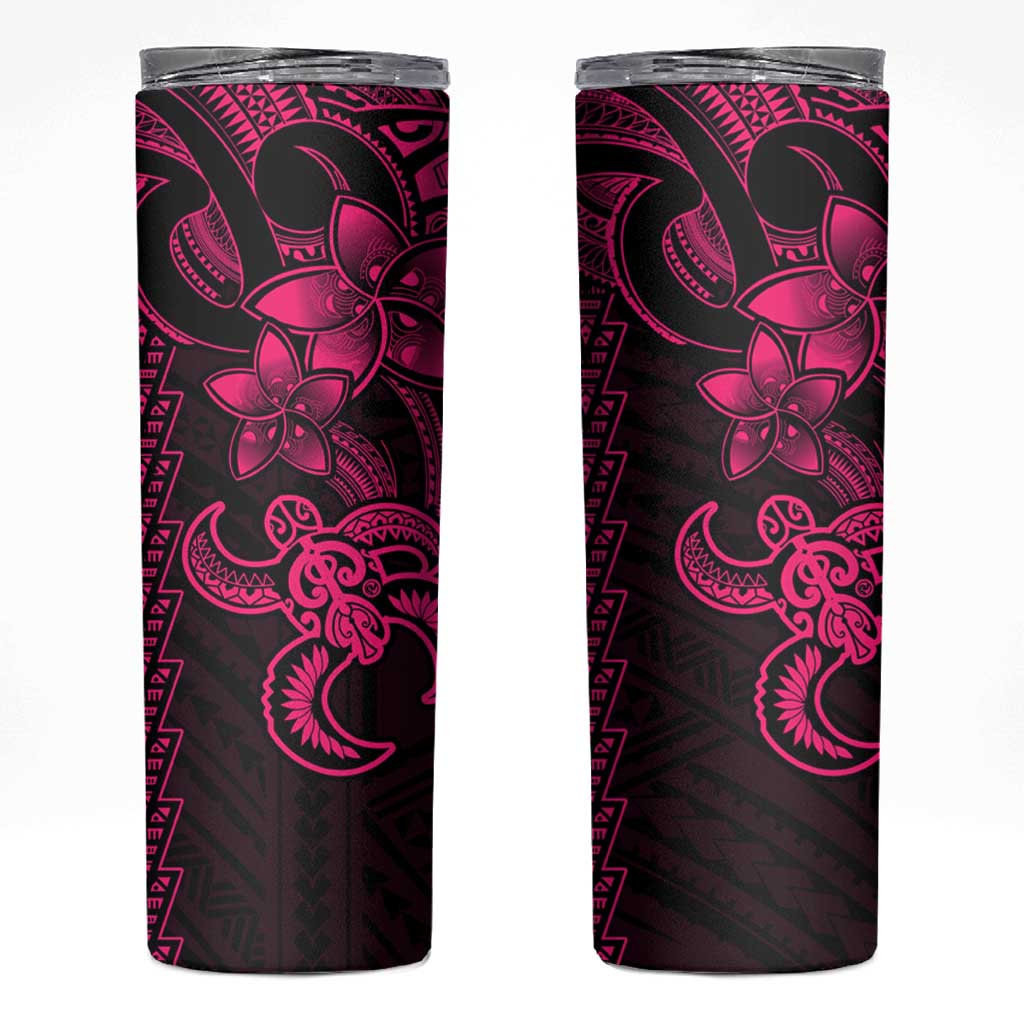 Pink Hawaiian Kakau Turtle Skinny Tumbler Polynesian Tribal