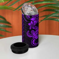Purple Hawaiian Kakau Turtle 4 in 1 Can Cooler Tumbler Polynesian Tribal