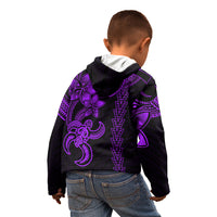 Hawaiian Tribal Kid Hoodie Polynesian Kakau Turtle - Purple LT9 - Polynesian Pride