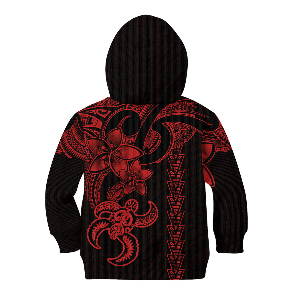 Hawaiian Tribal Kid Hoodie Polynesian Kakau Turtle - Red LT9 - Polynesian Pride