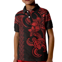 Hawaiian Tribal Kid Polo Shirt Polynesian Kakau Turtle - Red LT9 Kid Red - Polynesian Pride