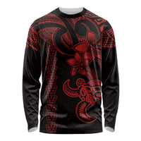Hawaiian Tribal Long Sleeve Shirt Polynesian Kakau Turtle - Red LT9 Unisex Red - Polynesian Pride
