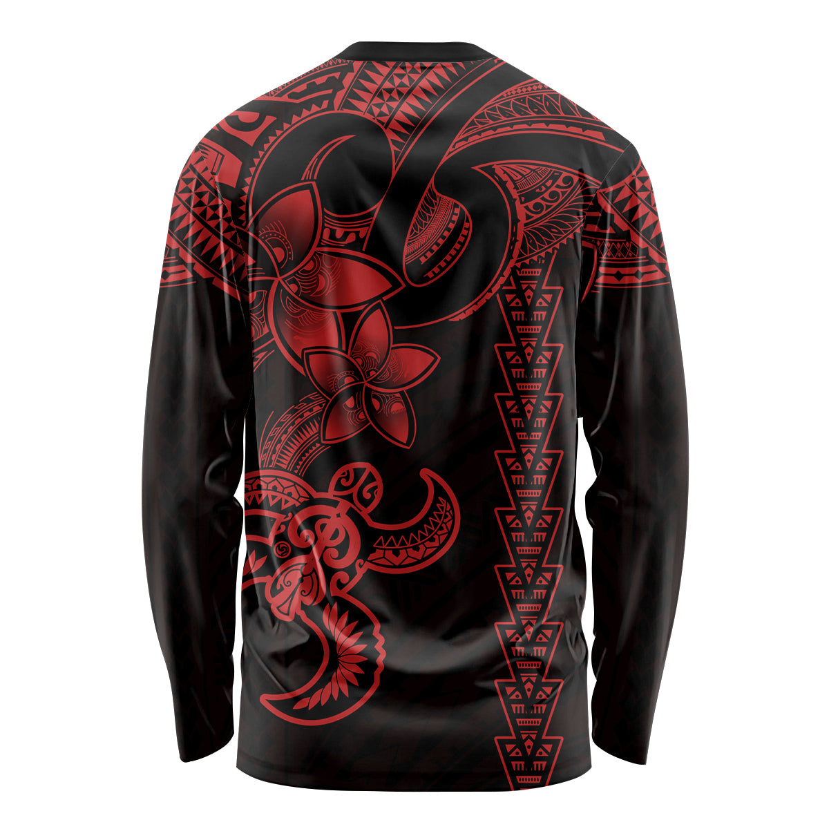 Hawaiian Tribal Long Sleeve Shirt Polynesian Kakau Turtle - Red LT9 - Polynesian Pride