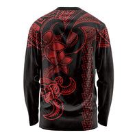 Hawaiian Tribal Long Sleeve Shirt Polynesian Kakau Turtle - Red LT9 - Polynesian Pride