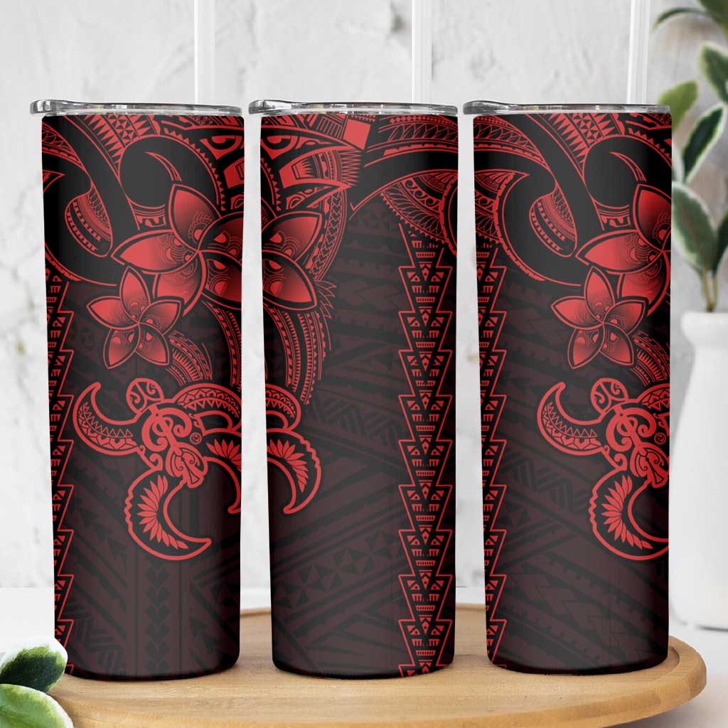 Red Hawaiian Kakau Turtle Skinny Tumbler Polynesian Tribal