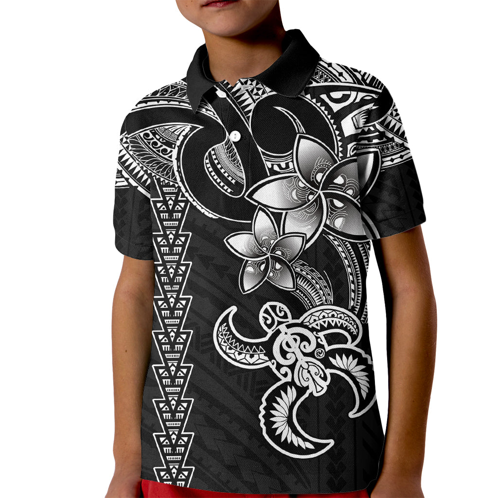 Hawaiian Tribal Kid Polo Shirt Polynesian Kakau Turtle - White LT9 Kid White - Polynesian Pride