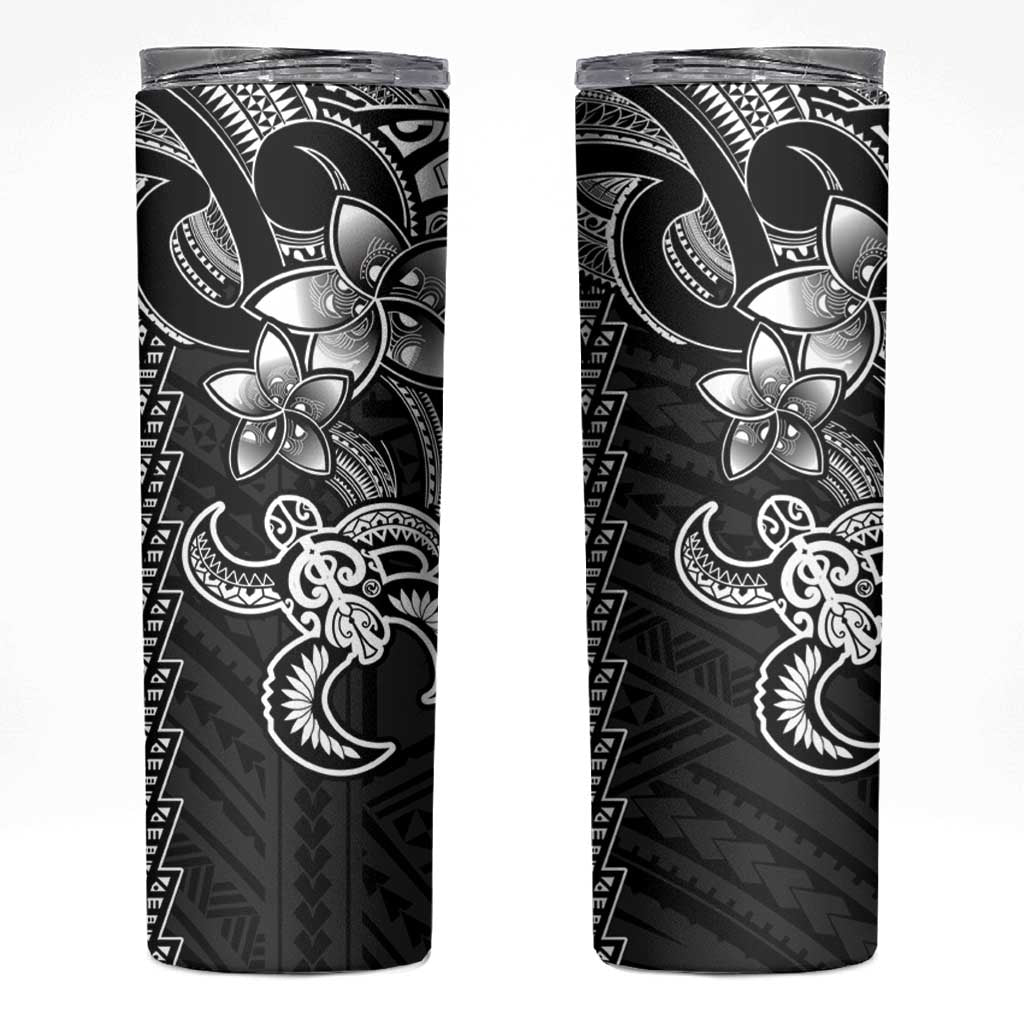 White Hawaiian Kakau Turtle Skinny Tumbler Polynesian Tribal