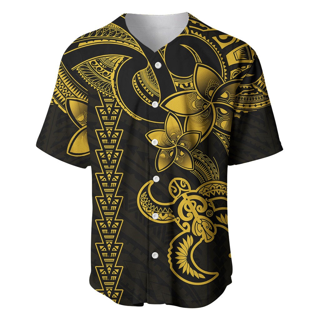 Hawaiian Tribal Baseball Jersey Polynesian Kakau Turtle - Yellow LT9 Yellow - Polynesian Pride