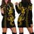 Hawaiian Tribal Hoodie Dress Polynesian Kakau Turtle - Yellow LT9 - Polynesian Pride