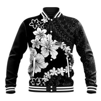 American Samoa Lotu Tamaiti Baseball Jacket White Sunday Plumeria Black Vibe