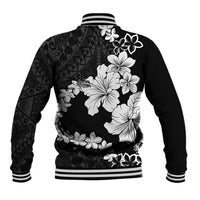 American Samoa Lotu Tamaiti Baseball Jacket White Sunday Plumeria Black Vibe