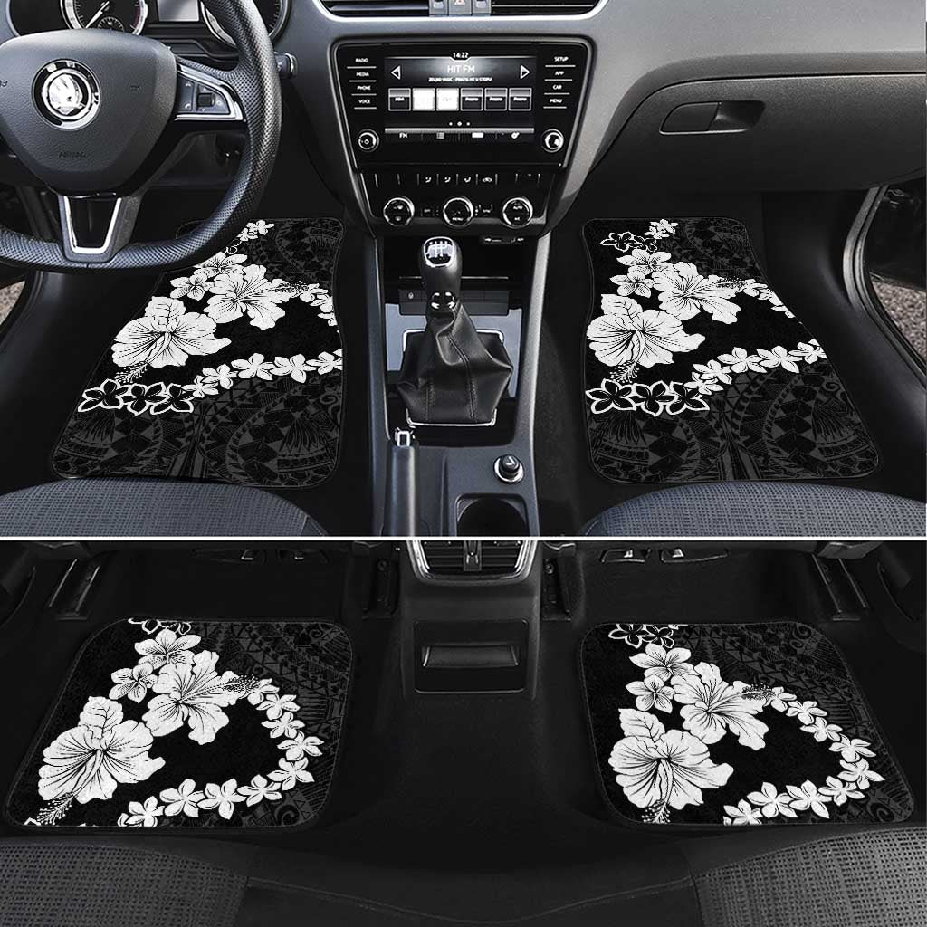 American Samoa Lotu Tamaiti Car Mats White Sunday Plumeria Black Vibe