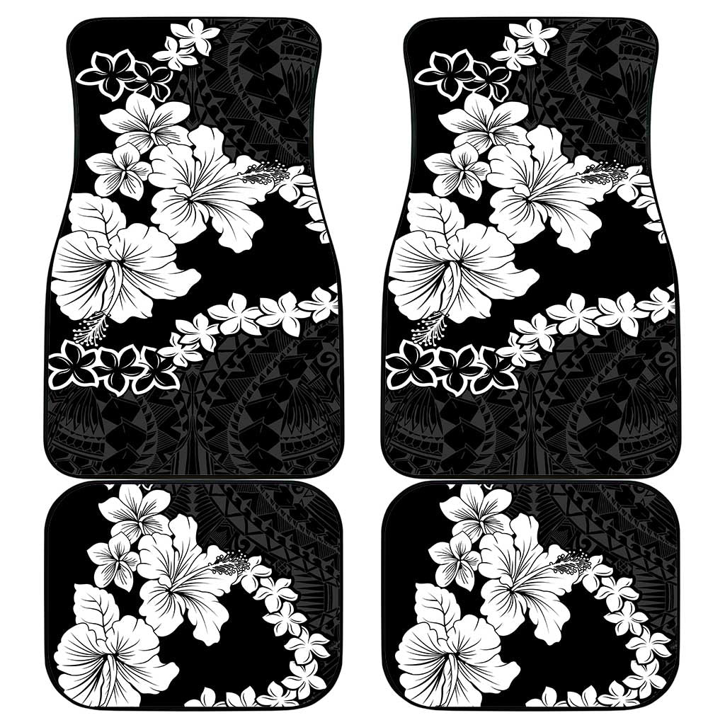 American Samoa Lotu Tamaiti Car Mats White Sunday Plumeria Black Vibe