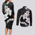 American Samoa Lotu Tamaiti Couples Matching Long Sleeve Bodycon Dress and Long Sleeve Button Shirt White Sunday Plumeria Black Vibe