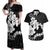 American Samoa Lotu Tamaiti Couples Matching Off Shoulder Maxi Dress and Hawaiian Shirt White Sunday Plumeria Black Vibe