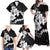 American Samoa Lotu Tamaiti Family Matching Off Shoulder Maxi Dress and Hawaiian Shirt White Sunday Plumeria Black Vibe