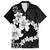 American Samoa Lotu Tamaiti Family Matching Off Shoulder Maxi Dress and Hawaiian Shirt White Sunday Plumeria Black Vibe