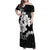 American Samoa Lotu Tamaiti Family Matching Off Shoulder Maxi Dress and Hawaiian Shirt White Sunday Plumeria Black Vibe