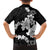 American Samoa Lotu Tamaiti Family Matching Off Shoulder Short Dress and Hawaiian Shirt White Sunday Plumeria Black Vibe