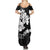 American Samoa Lotu Tamaiti Family Matching Summer Maxi Dress and Hawaiian Shirt White Sunday Plumeria Black Vibe