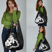 American Samoa Lotu Tamaiti Grocery Bag White Sunday Plumeria Black Vibe