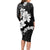 American Samoa Lotu Tamaiti Long Sleeve Bodycon Dress White Sunday Plumeria Black Vibe