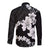 American Samoa Lotu Tamaiti Long Sleeve Button Shirt White Sunday Plumeria Black Vibe